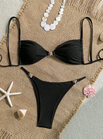 Women's Sexy Thin Rope Shoulder Strap Bikini Triangle Cup Swimwear for Beach Hot Springs Trending New_ecoleips.com