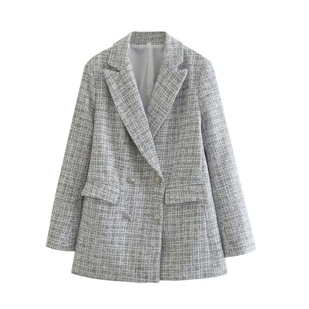 2025 Autumn New Women's Coarse Woolen Pocket Decoration Long Sleeved Suit Jacket_ecoleips.com