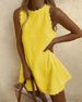 Spring Casual Women's Dress European And American Style Solid Color Cotton Linen Short Mini Ruffle Collar Sleeveless Wear_ecoleips.com