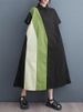 2026 Summer New Patchwork Contrast Color Shirt Dresses For Women Short Sleeve Loose Casual Long Dress Fashion Elegant Clothing_ecoleips.com