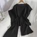 Women's Clothing Summer New Solid Color Sleeveless Vest Sweater Wide Leg Nine Point Trousers Suit Thin Ice Silk Two Piece Suit Female Trend_ecoleips.com