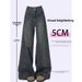 Large Size Women's Clothing Retro And Old Straight Jeans Women's New Pants High Waist And Thin Design Wide Leg Pants_ecoleips.com