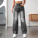 Women's Clothing Pocket Ripped Casual Denim Wide Leg Pants_ecoleips.com