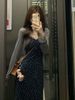 Floral Print Halter Dress Women's Mid High Waist A-Line Skirt Korean Style Autumn New Arrival Short Plus Size Beautiful Korea..._ecoleips.com