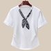 K V-neck Short Sleeved Women's T-shirt With New Scarf Design, Niche And Super Good-looking Temperament Top_ecoleips.com