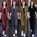 305#TC Plus Size Blazer & Wide-Leg Pants Set – Professional Stretch Suit For Curvy Figures (M-4XL) | Wrinkle-Resistant Polyester Office Wear_ecoleips.com