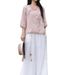A Traditional-Style, Newly Designed Chinese-Inspired Artistic Retro Top With Seven-Quarter Sleeves; Made Of Cotton-Linen_ecoleips.com