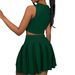 Women's Clothing Two Piece Pleated Skirt Fashion Slim Sleeveless Skirt Suit_ecoleips.com