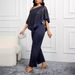 Women's Clothing Solid Color Shawl Sleeve Sequins Sling Elegant Slim Jumpsuit_ecoleips.com