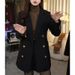 Black Double-breasted Quilted Thickened Blazer For Women, New Autumn Winter Style, Elegant And Slimming, Versatile Small_ecoleips.com