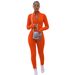 Streetwear Essentials: Women's Long-Sleeve Fleece Hoodie & Jogger Set – Solid Color Athleisure Two-Piece (Black, Orange, Rose, Mustard, Brown)_ecoleips.com