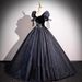 Women's Clothing Evening Dress Black Heavy New Puff Sleeve Vocal Art Examination Performance Host Dress_ecoleips.com