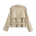 Women's Clothing Casual Short Trench Coat Classic Design With Waist Buckle American Style Spring/Autumn Regular Polyester_ecoleips.com