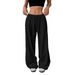 Women's Solid Color Wide Leg Casual Pants Elastic Waist Tie Trousers Independent Station European And American Style Clothing_ecoleips.com