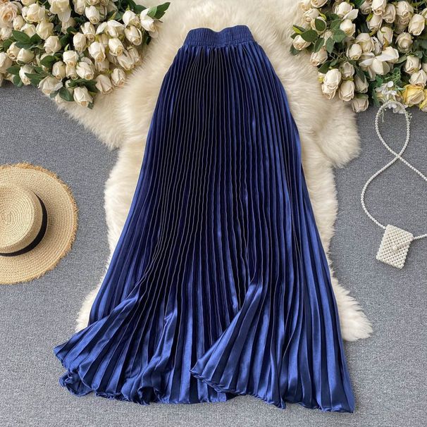 Women's Clothing New Style Light Luxury Heavy Pleated Mid Length A Line Skirt Spring Pleated Skirt_ecoleips.com