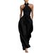 New Women's Elegant One-Shoulder Wide Leg Pants Bow Waist Design European American Style Jumpsuits Rompers_ecoleips.com