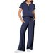 European American Foreign Trade 2024 Spring-summer Casual Sports Set: Zip-up Short-sleeve Sweatshirt And Wide-leg_ecoleips.com