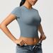 Women's Clothing Nylon Casual Tight Quick Drying Pilates Top Yoga Wear Short Sleeved Running Fitness Sports T Shirt_ecoleips.com