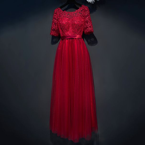 Women's Clothing Long Wedding Dress Red Wedding Homecoming Party Banquet Evening Dress Slim Summer_ecoleips.com
