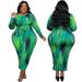 Women's Clothing Plus Size Women's Round Neck Long Sleeve Dress Irregular Striped Long Long Sleeve For Formal & Casual For Women_ecoleips.com