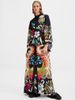 Summer Printed Three-Quarter Sleeve Stand-Up Collar Dress_ecoleips.com