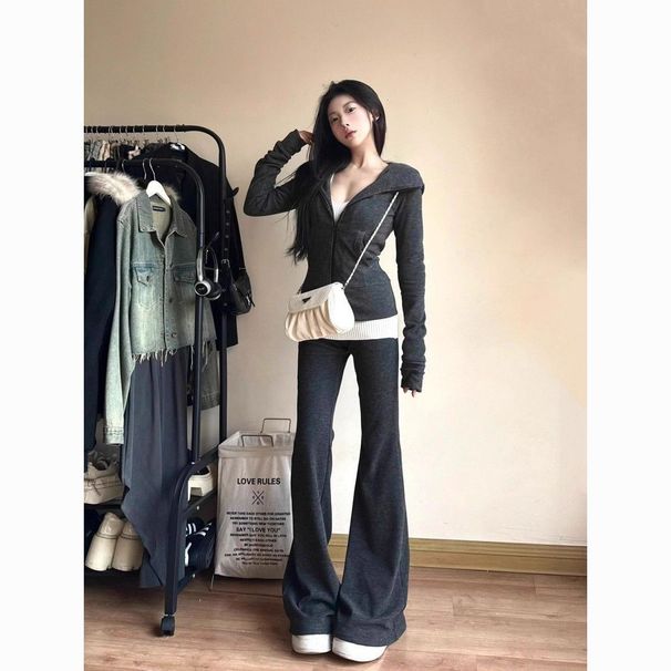 Women's Sports Suit For Spring And Autumn, Korean Style, Loose Fit, Slimming, Fashionable, Youthful, Hooded Sweatshirt,_ecoleips.com