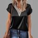 2026 New Lace V-Neck T-Shirt, Satin Loose Short-Sleeve Top For Women, Casual Cross-Border European And American_ecoleips.com