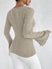 Women's Fall And Winter Long-sleeved Tops, V-neck Sexy Slim Striped Women's Tops, Long-sleeved T-shirt Knitted Bottoming Shirt_ecoleips.com