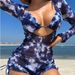 Aria Basics 2024 New European And American Printed Tie-Dye Bikini Mesh Three-Piece Set Cro-Border Women's Swimwear_ecoleips.com