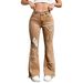 Women's Light And Dark Blue Denim Jeans, Versatile Flared Cut, Fashionable And Casual Heart Shape, Ripped Flared Jeans, Stretchy._ecoleips.com