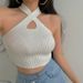 Women's Clothing New Hot Girl Sexy Cross Halter Neck Hollow Short Belly Exposed Knitted Vest_ecoleips.com