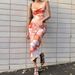 Women's Summer Fashion Print Tie Dye Long Dress Backless Lace Up Design Style New_ecoleips.com
