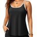 Women's Two-Tone Tankini Swimsuit Set Adjustable Straps Full Coverage Bikini Top High Waist Bottoms Plus Size_ecoleips.com
