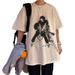 Osaki Nana's Printed Round-Neck Pullover And Casual Loose Short-Sleeved T-Shirt_ecoleips.com