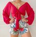 In Stock: European American Cross-border Women's Clothing, Sexy Cropped Top Tie And Knotted V-neck, Paired With Printed_ecoleips.com