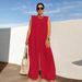 Spring/Summer Women's Casual Wide Leg Jumpsuit Solid Color Independent Website European And American Style 2025_ecoleips.com