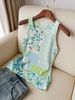 Bohemian Style Paisley T-Shirt Top For Women Round Neck Slimming Knitted Vest_ecoleips.com