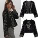 Women's Clothing Long Sleeved Velvet Bomber Jacket Elegant American Style Embroidered Spring Office Daily Clothing_ecoleips.com