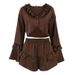 White Silk Ruffled Long Sleeve Shorts Summer Pajamas For Women European And American Cross-Border New Women's_ecoleips.com