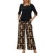 Women's Plus Size Office Elegance Two-Piece Set With Stripe Design Comfortable Knit Tops And Pants_ecoleips.com