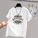 Women's Heavyweight Pure Cotton Short Sleeve T-Shirt Trending Design Unique American Style Loose Fit New Summer 2024_ecoleips.com