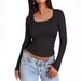 European And American Style Women's Slim Fit T-Shirt Cross Border Long Sleeve Cropped Pullover Milk Silk Short Style Beauty Clothes For Autumn_ecoleips.com