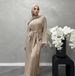 Muslim Prayer Dress"Modest Lace Trim Prayer Dress – Breathable Cotton Linen Maxi Dress For Muslim Women (Brown/Apricot, S-XXL)"_ecoleips.com