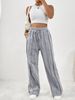 Women's Clothing Casual Fashion Sweatpants Drawstring Vertical Stripes Straight Sweatpants Women_ecoleips.com