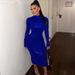 New Solid Color Slim Fit Round Neck High Waist Wrap Hip Tight Long Dress_ecoleips.com