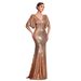 Women's Clothing New V Neck Mid Sleeve Solid Color Summer Sequins Elegant Slim Fishtail Skirt Ladies Evening Dress_ecoleips.com