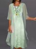 2024 Europe And The United States Summer Women's Casual Dress Two-piece Floral Print Round Collar Repair Maxi_ecoleips.com