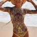Smart Sunscreen Swimsuit 2025 Women's Long Sleeve Mesh One Piece with Russian Swim Trunks And Skirt European American Style_ecoleips.com