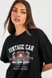Women's Casual Black T-Shirt round Neck Short Sleeve Cotton Polyester Loose Fit Sporty Top with Car Print European American Style_ecoleips.com