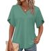 2026 New European American Women Elegant V-Neck Petal Sleeve T-Shirt_ecoleips.com